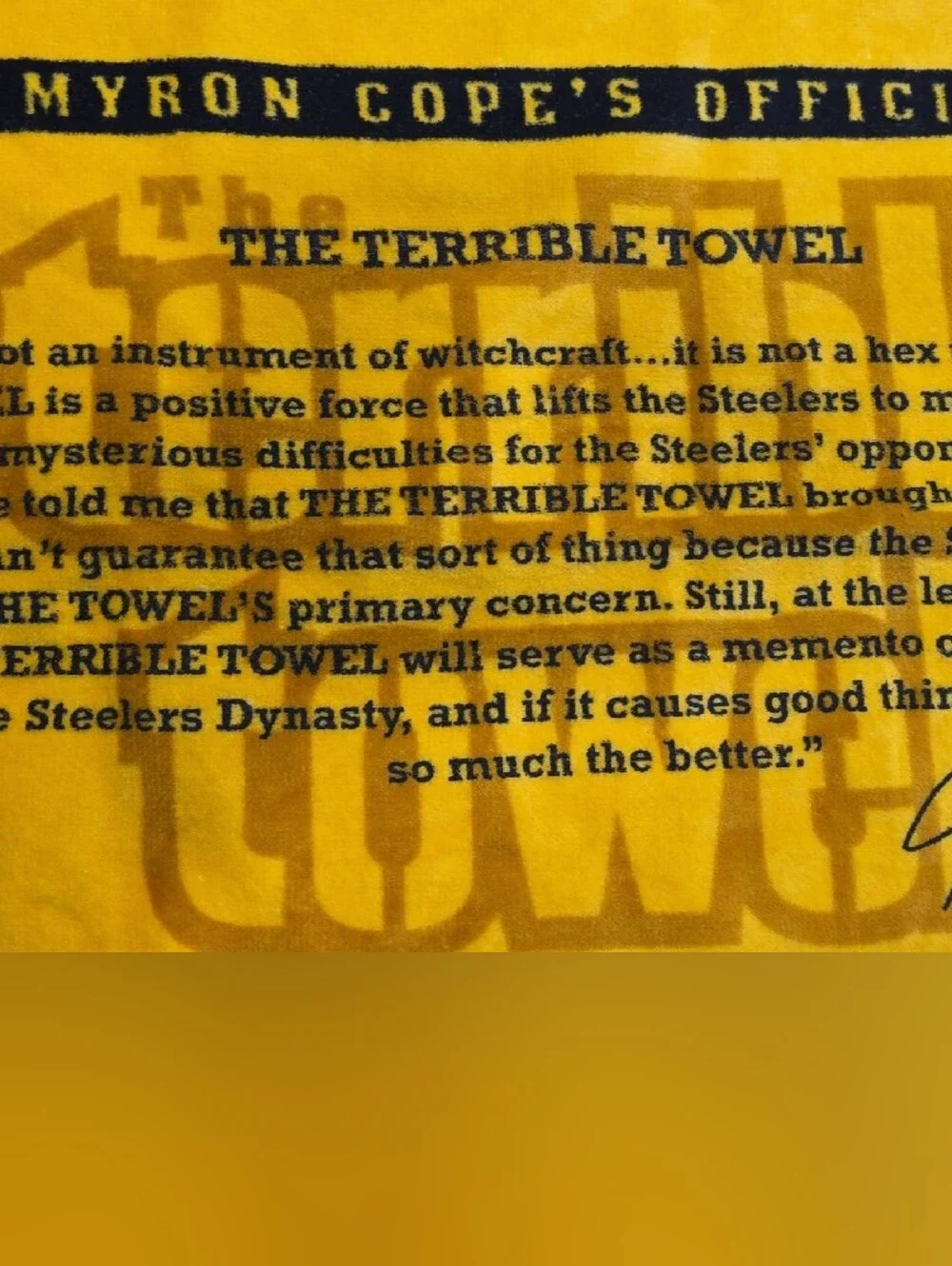 NFL The Terrible Towel Yellow and Black Game Day Towel